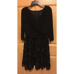 Marina Black Party Dress w/sequined skirt